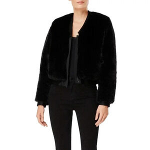 186 J Brand Black Faux Fur Coat